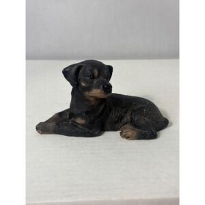 Young's Inc Rottweiler Puppy Dog Figurine Black Tan Resin Statue Collectible